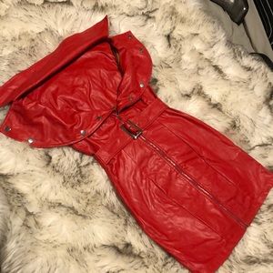 PrettyLittleThing leatherette red dress